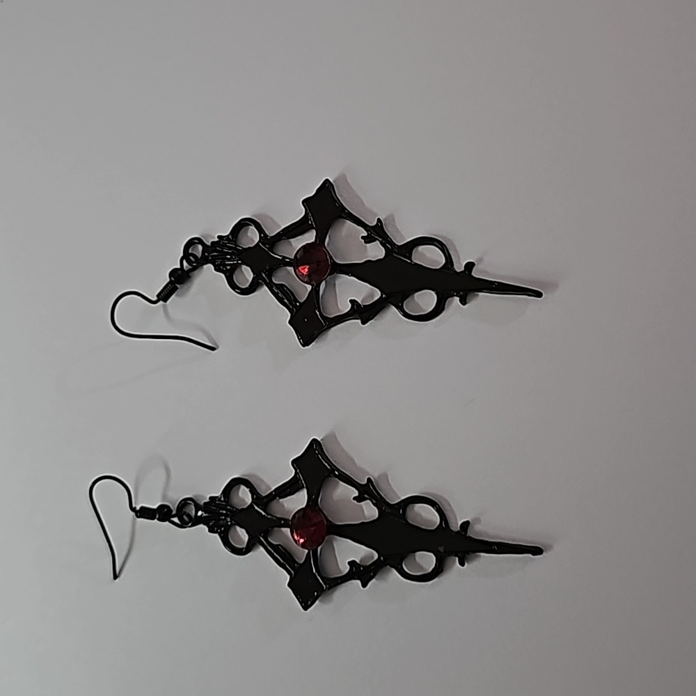 Vampire Dragon Cross earrings Goth Boho